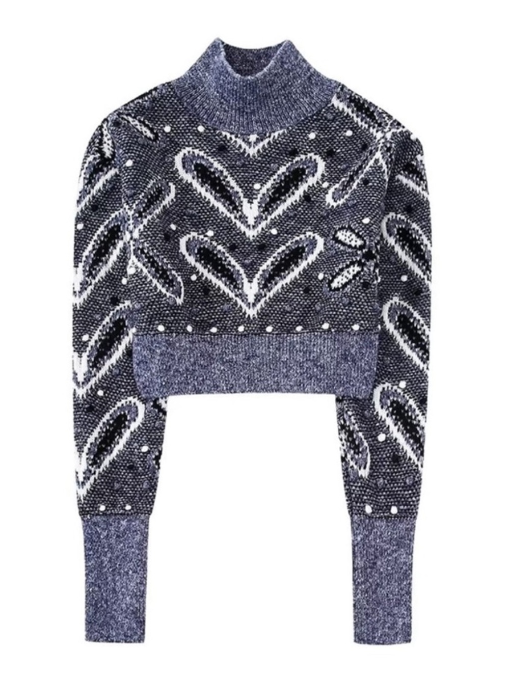 Zara Cropped Jacquard Sweater